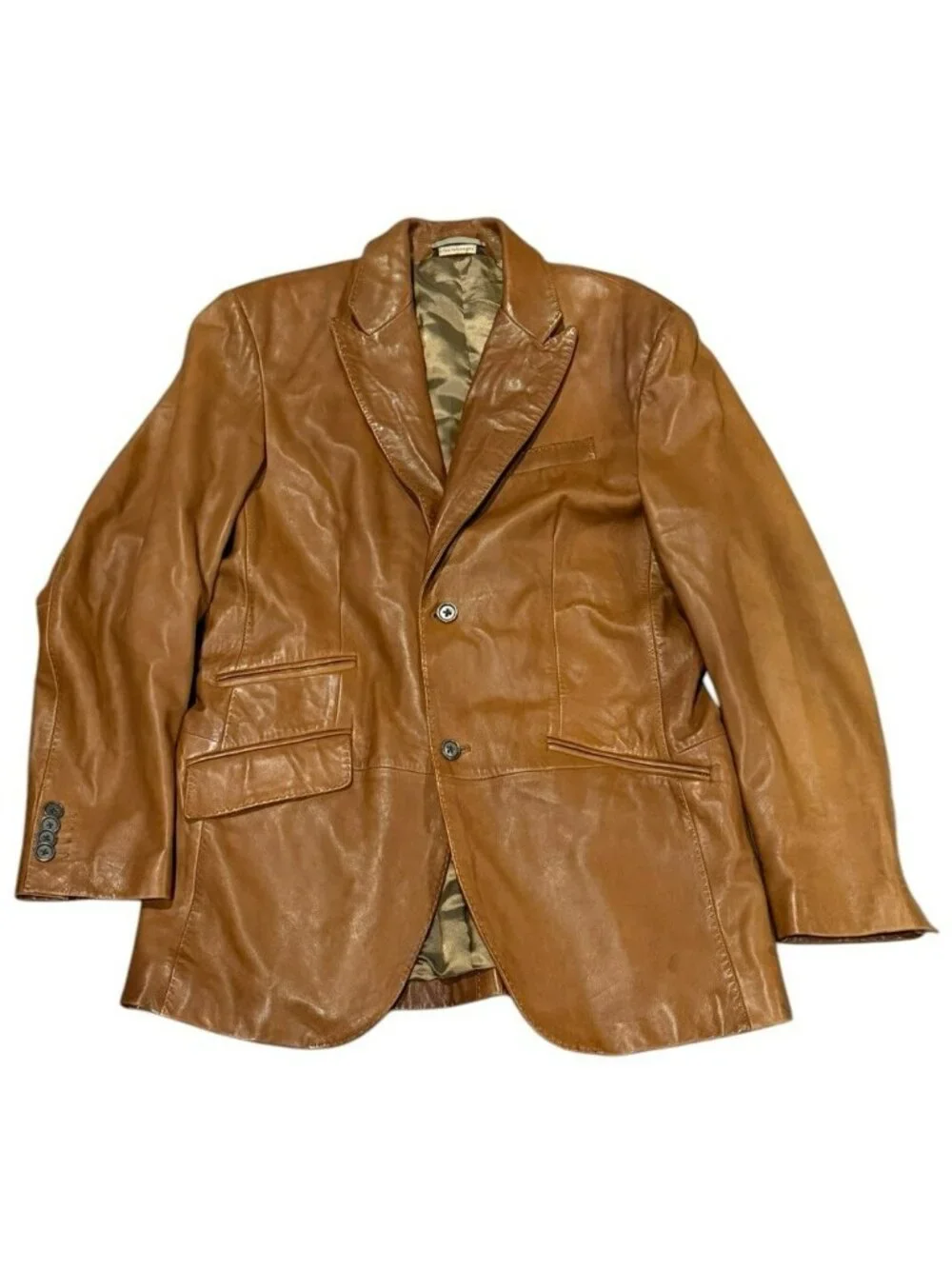 Banana Republic Men's Brown 100% Leather 2 Button Sport Coat Jacket SZ 42 Large